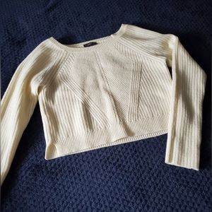 Express Women's Cropped Sweater Cream Size XS